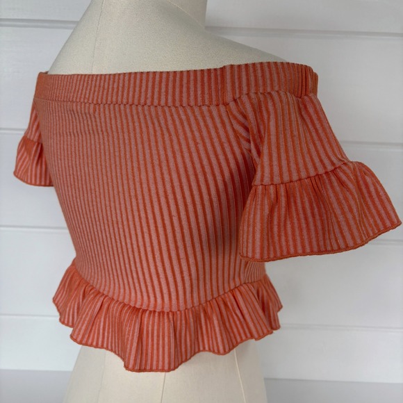 UO Ribbed Knit Off-The-Shoulder Ruffle Top - Picture 7 of 8